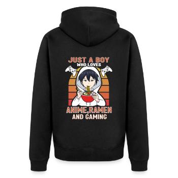 Anime Ramen and Gaming Gamer Anime - Unisex Premium Organic Zip Hoodie - black - Back - Nico (187cm)