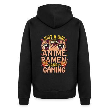 Anime Ramen and Gaming Gamer Anime - Unisex Premium Organic Zip Hoodie - black - Back - Nico (187cm)