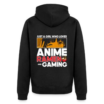 Anime Ramen and Gaming Gamer Anime - Unisex Premium Organic Zip Hoodie - black - Back - Nico (187cm)