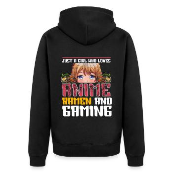 Anime Ramen and Gaming Gamer Anime - Unisex Premium Organic Zip Hoodie - black - Back - Nico (187cm)