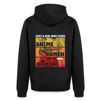 Anime Ramen and Gaming Gamer Anime - Unisex Premium Organic Zip Hoodie - black - Back - Nico (187cm)