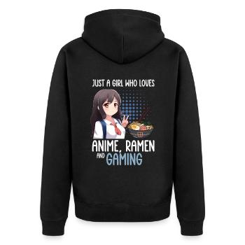Anime Ramen and Gaming Gamer Anime - Unisex Premium Organic Zip Hoodie - black - Back - Nico (187cm)