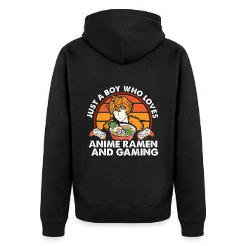 Anime Ramen and Gaming Gamer Anime - Unisex Premium Organic Zip Hoodie - black - Back - Nico (187cm)