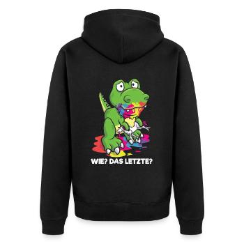 Wie Das Letzte Drache frisst Einhorn - Unisex Premium Bio Zip Hoodie - Schwarz - Hinten - Nico (187cm)