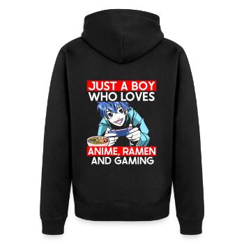 Anime Ramen and Gaming Gamer Anime - Unisex Premium Organic Zip Hoodie - black - Back - Nico (187cm)