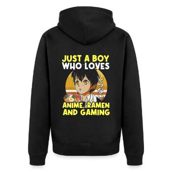 Anime Ramen and Gaming Gamer Anime - Unisex Premium Organic Zip Hoodie - black - Back - Nico (187cm)