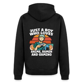 Anime Ramen and Gaming Gamer Anime - Unisex Premium Organic Zip Hoodie - black - Back - Nico (187cm)