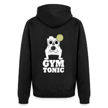 Kettlebell Gym Motivation Bodybuilding - Unisex Premium Bio Zip Hoodie - Schwarz - Hinten - Nico (187cm)