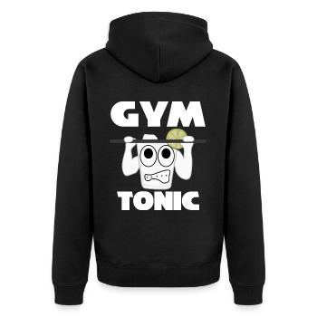 Pull-up Motivation Bodybuilding Gym - Unisex Premium Bio Zip Hoodie - Schwarz - Hinten - Nico (187cm)