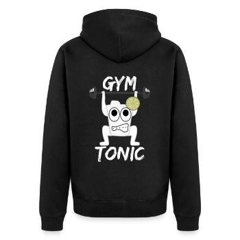 Gym Motivation Weightlifting - Unisex Premium Bio Zip Hoodie - Schwarz - Hinten - Nico (187cm)