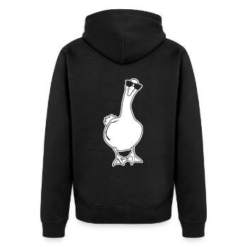 Goose with Sunglasses Geese - Unisex Premium Bio Zip Hoodie - Schwarz - Hinten - Nico (187cm)