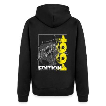 Limited Edition 1991 Limited Edition Fußball - Unisex Premium Bio Zip Hoodie - Schwarz - Hinten - Nico (187cm)