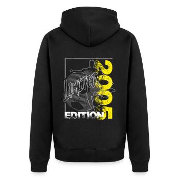 Limited Edition 2005 Limited Edition Fußball - Unisex Premium Bio Zip Hoodie - Schwarz - Hinten - Nico (187cm)