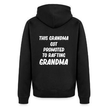 This granny was promoted to rafting granny Canoe - Unisex Premium Organic Zip Hoodie - black - Back - Nico (187cm)