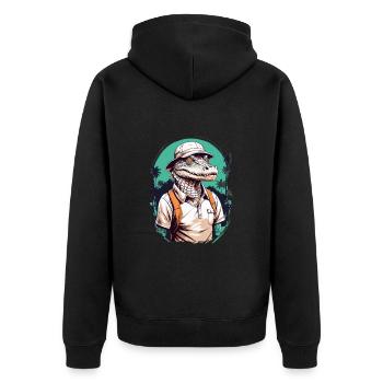 Golfer Krokodil Golfspieler Design Streetwear - Unisex Premium Bio Zip Hoodie - Schwarz - Hinten - Nico (187cm)