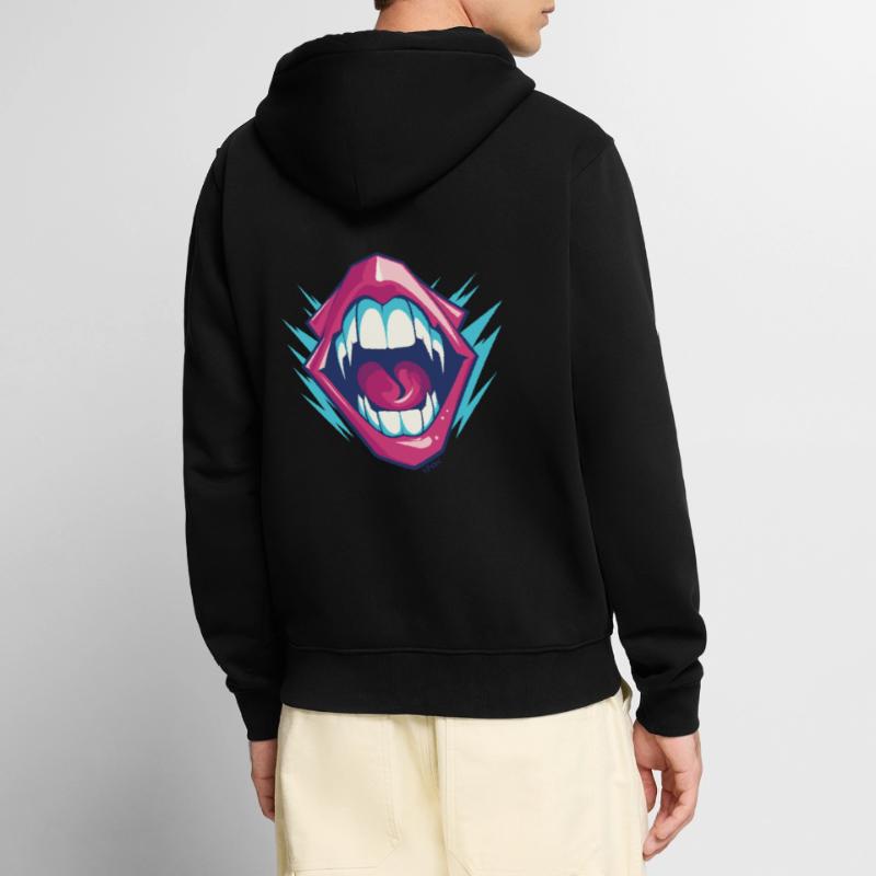 Vampire dentition with sharp teeth Unisex Premium Organic Zip Hoodie