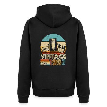 1992 Vintage anniversaire rétro Vintage cadeau - Veste à capuche bio Premium Unisexe - noir - Dos - Nico (187cm)