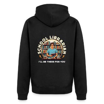 Librarian School Librarian I'll Be Reading Teacher - Unisex Premium Bio Zip Hoodie - Schwarz - Hinten - Nico (187cm)