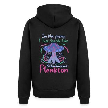Bioluminescent Plankton - Marine Animal - Unisex Premium Organic Zip Hoodie - black - Back - Nico (187cm)