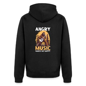 Rockmusik Wütende Musik macht glücklich - Unisex Premium Bio Zip Hoodie - Schwarz - Hinten - Nico (187cm)
