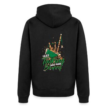 Bagpipes Bagpiper Bagpipe - Unisex Premium Organic Zip Hoodie - black - Back - Nico (187cm)
