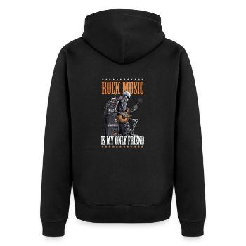 Rockmusik Rockmusik ist nur Freund Skelett - Unisex Premium Bio Zip Hoodie - Schwarz - Hinten - Nico (187cm)
