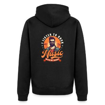 Rockmusik Hören Sie Rockmusik mit Papa - Unisex Premium Bio Zip Hoodie - Schwarz - Hinten - Nico (187cm)