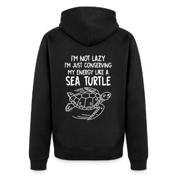 Économie d’énergie pour les tortues - Océan - Veste à capuche bio Premium Unisexe - noir - Dos - Nico (187cm)