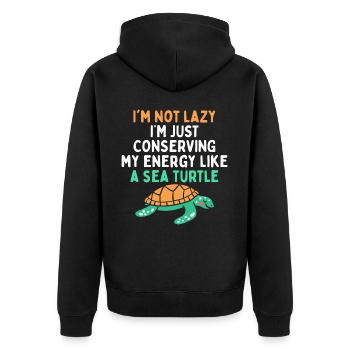 Économie d’énergie pour les tortues - Océan - Veste à capuche bio Premium Unisexe - noir - Dos - Nico (187cm)