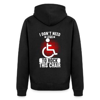 Rollstuhlfahrer Rollstuhl - Unisex Premium Bio Zip Hoodie - Schwarz - Hinten - Nico (187cm)
