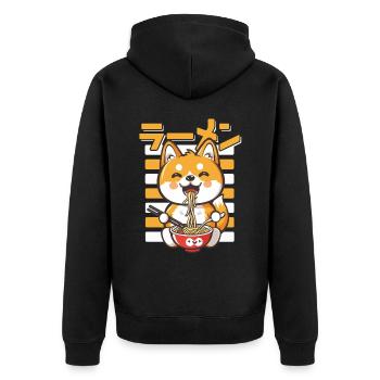 Chien Aime Ramen Bol Kawaii Anime - Veste à capuche bio Premium Unisexe - noir - Dos - Nico (187cm)
