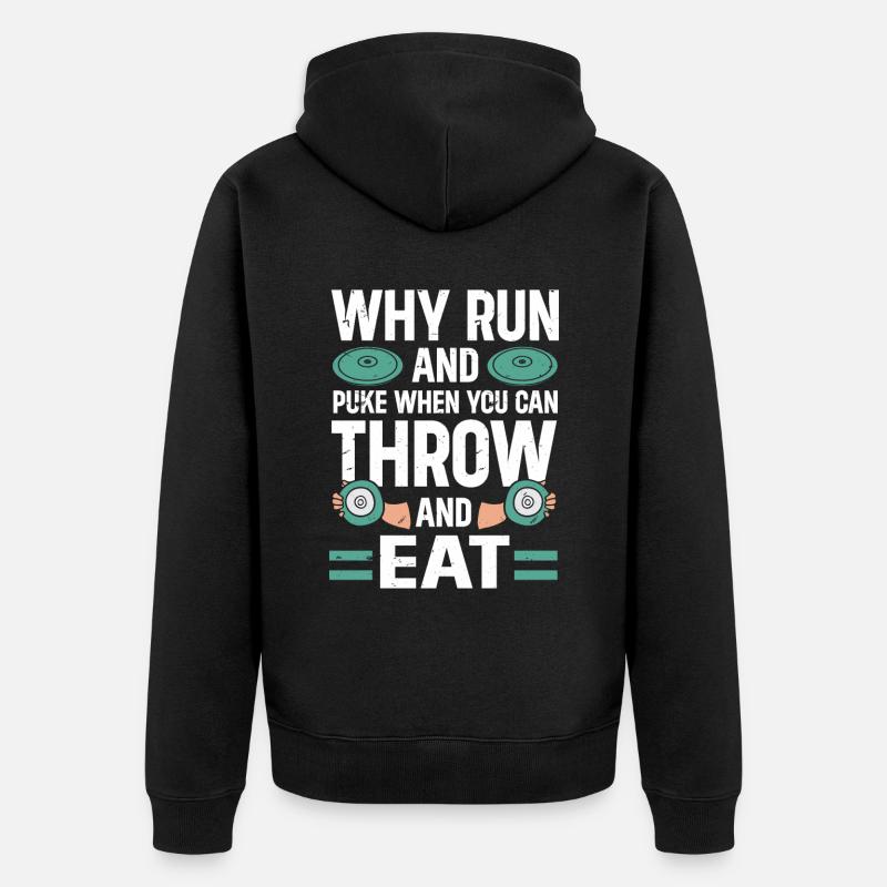 Diskuswerfer Leichtathlet Disc Throw - Unisex Premium Bio Zip Hoodie - Schwarz