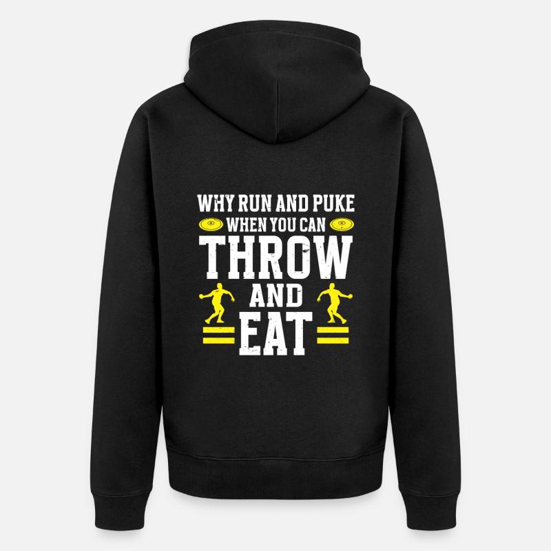 Diskuswerfer Leichtathlet Disc Throw - Unisex Premium Bio Zip Hoodie - Schwarz