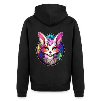 Colorful Anime Fox Furry Fandom Fursona Fursuit Pr - Unisex Premium Bio Zip Hoodie - Schwarz - Hinten - Nico (187cm)