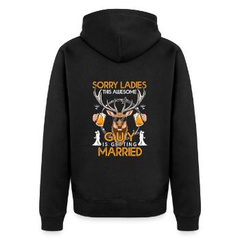 SORRY LADIES this GUY is getting MARRIED - Unisex Premium Organic Zip Hoodie - black - Back - Nico (187cm)