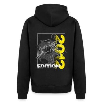 Limited Edition 2012 Limited Edition Fußball - Unisex Premium Bio Zip Hoodie - Schwarz - Hinten - Nico (187cm)