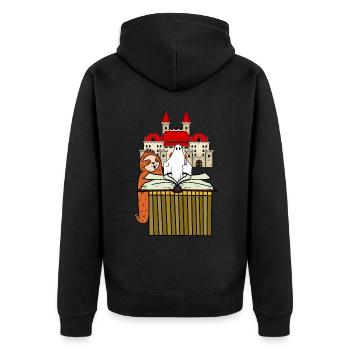 Paresseux, Sleepyhead, Mürchen, Heure, Bonne Nuit - Veste à capuche bio Premium Unisexe - noir - Dos - Nico (187cm)