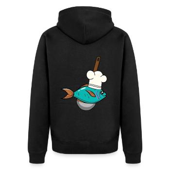 Poisson Poisson Chef Chapeau De Soupe Louche - Veste à capuche bio Premium Unisexe - noir - Dos - Nico (187cm)