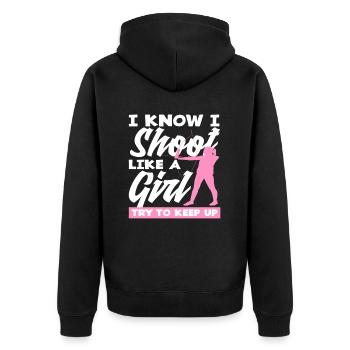 Bogen Bogenschießen Mädchen - Unisex Premium Bio Zip Hoodie - Schwarz - Hinten - Nico (187cm)
