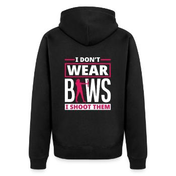 Bogen Bogenschießen Frauen Mädchen - Unisex Premium Bio Zip Hoodie - Schwarz - Hinten - Nico (187cm)
