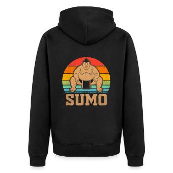 Sumo - Unisex Premium Bio Zip Hoodie - Schwarz - Hinten - Nico (187cm)