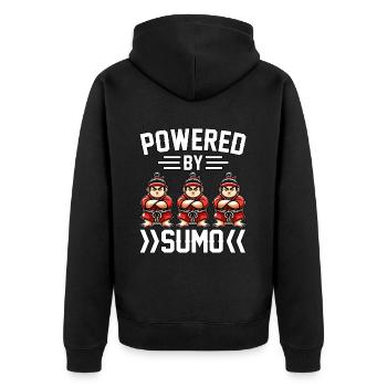 Propulsé par Sumo - Veste à capuche bio Premium Unisexe - noir - Dos - Nico (187cm)