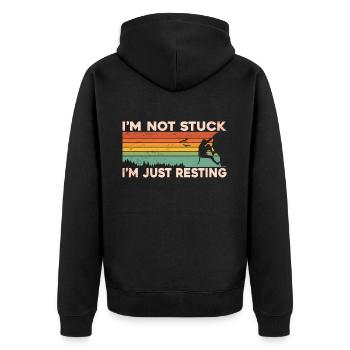 Klettern Mountain Boulder Climble Climber - Unisex Premium Bio Zip Hoodie - Schwarz - Hinten - Nico (187cm)