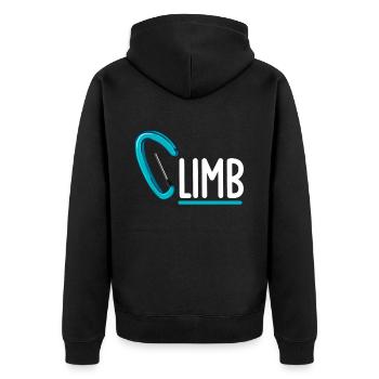 Klettern Mountain Boulder Climble Climber - Unisex Premium Bio Zip Hoodie - Schwarz - Hinten - Nico (187cm)