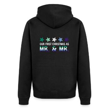 Our First Christmas as Mr. & Mr. Gay Marriage - Unisex Premium Organic Zip Hoodie - black - Back - Nico (187cm)