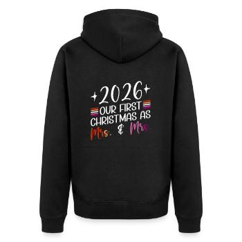 2026 Our first Christmas as Mrs. & Mrs. Homo - Unisex Premium Organic Zip Hoodie - black - Back - Nico (187cm)