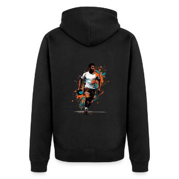 Handball Player Streetwear Iconic Style - Unisex Premium Organic Zip Hoodie - black - Back - Nico (187cm)