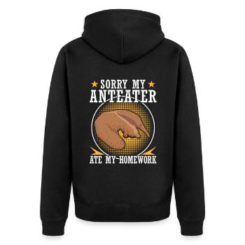 Anteater has eaten homework - Unisex Premium Organic Zip Hoodie - black - Back - Nico (187cm)