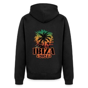 Palmiers de l’équipe Ibiza 2024 multicolores - Veste à capuche bio Premium Unisexe - noir - Dos - Nico (187cm)