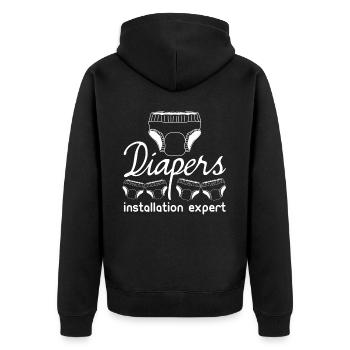 Diapers Baby Parents Diaper Pregnancy - Unisex Premium Organic Zip Hoodie - black - Back - Nico (187cm)